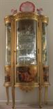 Louis XV Style Guilt Gold Virtine - Hand Painted Panels - Courting Couples with Side Landscapes Attributed to Vermis Martin.