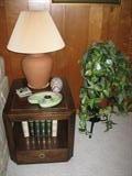 1 of a pair Thomasville End Tables. Shown with 1 of 2 Terra Cotta Finish Ceramic Lamps