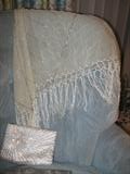 Exquisited Fringed and Beaded Shawl & Beaded evening bag