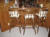 3 Early Americn Maple Bar Stools