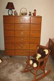 Owosso Mid-Century 6-Drawer Chest of Drawers. Child's Rocker in fore ground.