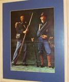 Vintage Framed and Matted Print of Union Soldiers