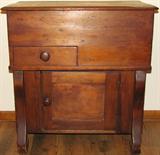 Antique Empire Dry Sink with Lift Top for Wash Pan/Bowl Storage, Small Drawer for Soap/Shaving Gear, Lower Door for Pitcher Storage and/or Chamber Pot