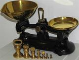 Libra Scale Company Black Cast Iron Scale with Solid Brass Trays & a Complete Set of Weights
