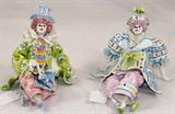 Handmade/Painted in Italy for Gumps Porcelain Clown Figurines