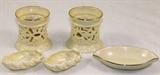 Lenox Lattice Votives (2), Small Lenox Shell Nut Dishes and Oval Lenox Bowl