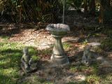 Bird Bath with cement yard figurines