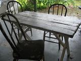 Antique Primitive Table and 3 chairs