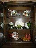 Enoch Wood & Sons Ascot Village plates, Lead Crystal Basket, Vase, Champagne Stmes, Fenton & Imperial & Smith Green Glassware Viking Orange Lidded Compote, Romeo & Juliet Teapot & Misc Oriental Porcelain