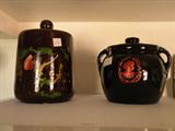 Redwing Fruit Cookie Jar - Brown Glaze Orange Cameo Bean Pot Cookie Jar