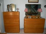 Mid-Century Modern 4 Drawer Dresser w/Mirror and 4 Drawer Highboy Chest