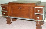 Oak Sewing Machine Cabinet Converted to a Lift Top End Table