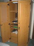Oak Finish Computer Armoire