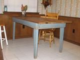 Primitive Cypress Table, Natural Top with Blue Paint Apron & Legs (34" x 80")