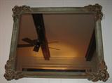 Turner Mfg Co Chicago Antique Mirror with Carved Rose Corners and florentine style painted finish