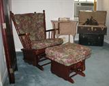 Great Cherry Finish Guilder Rocker w/Foot Stool