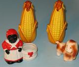 Corn Salt & Pepper Shakers, Aunt Jamima and Dog