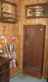 Glass Front Small Gun Cabinet with Winchester Advertising Mirror