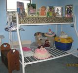 White Tubular Bunk Bed with lower Full Bed