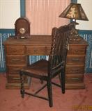 Studen Desk & English Oak Barley Twist Side Chair