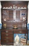 Dark Pine Open Hutch with desk Base