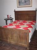 Antique Oak Bed with Handmade Antiqued Quilt