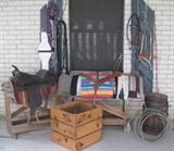 Saddle, Saddle Horses, Beer Keg w/tap, and Lots of tack