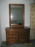 Maple all wood 8-drawer dresser with mirror