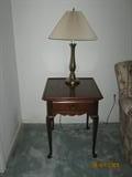 One of A Pair Cherry Queen Anne Style End Table with Drawer