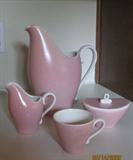 Wonderful Mid-Century Modern Pitcher, Sugar & Creamer Only one cup. All unmarked believed to be California Pottery.