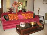 Mid Century Modern Reupholstered Magenta Velvet 96" Sofa