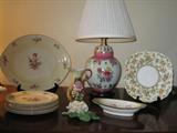 Porcelain lamp and English & French Porcelain