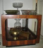 Mid-Century Mahogany Lane End Table with Glass Top