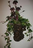 Cherub Face Large Pediment shelf with Silk Arrangement