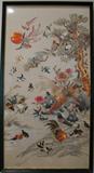 Hand Embroidry Oriental Framed Silk Panel