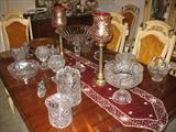 View of Table top of Crystal including Czech, Bohemian, Germany and American.