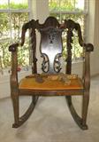 Antique Empire Mahogany Carved Rocker. Part of a 3 piece Parlor Set which includes Parlor Arm Chair, Rocker and Seatee