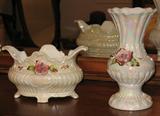 Fitz & Floyd Porcelain Vase and Console Bowl