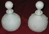 Rare Matched Set of Satin Glass Barber Bottle with Lion motif