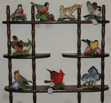 Lenox Bird Collection on Mahogany Shelf