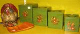 VIntage Wood Canister set (Excellant Condition) with Turkey Cookie Jar