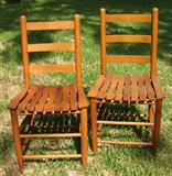 Pair Vintage Slat Bottom Kitchen Chairs (Set of 4)