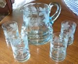 Zircon Green Cut Crystal Pitcher & Tumbler Set