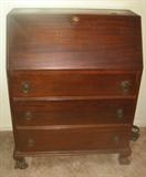 Mahogany 3-Drawer Drop Front Desk with Great Feet