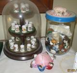 Thimble Collection With Button Jar