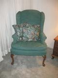 Pembrook Chair Co. Teal Queen Anne Wing Back Chair