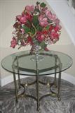 Round Glass Top Table with Brass Base