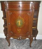 French Demi-Lune Console Cabinet with inlaid medallion door panel