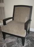 Bernhardt Espresso Stained Ecru Upholstered Arm Chair