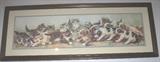 Reproduction ov victorian print "Tug-a-War" betweem Cats & Dogs